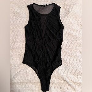 Ambiance Black Lace & Mesh Detail Bodysuit